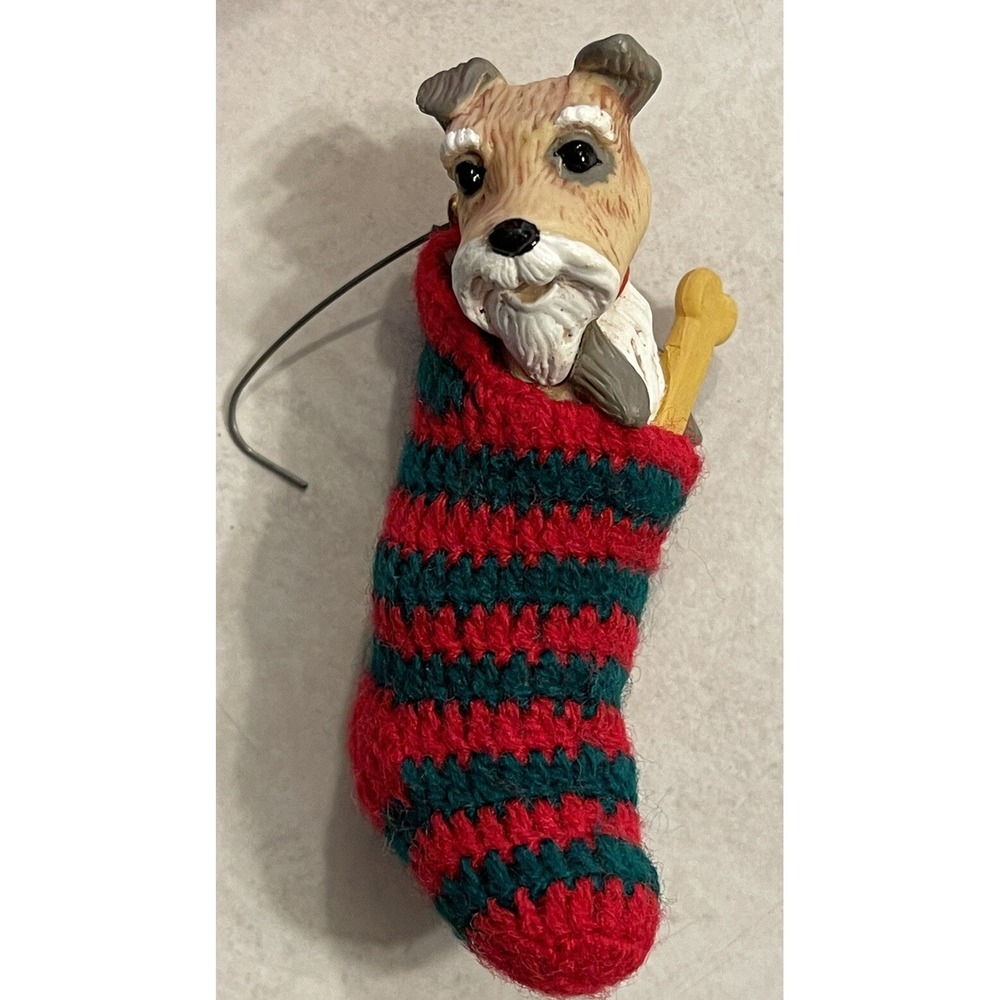 Hallmark Keepsake Doggy In A Stocking 1985 Ornament Schnauzer Christmas Vintage